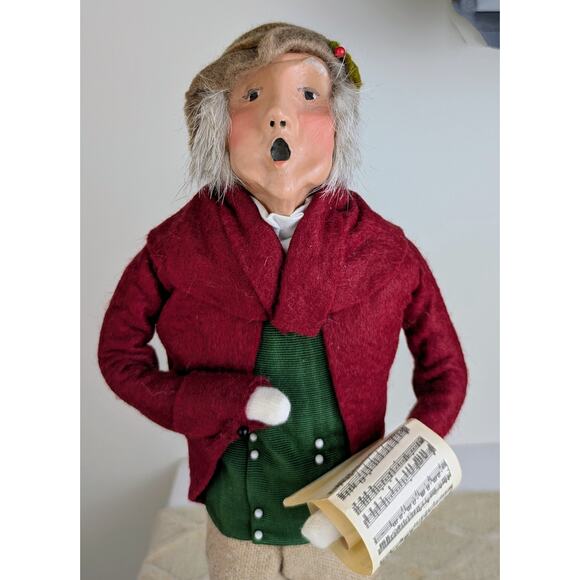Byers' Choice Caroler Vintage 1991 Man with Music Scroll Red Tailcoat Christmas - Picture 3 of 7